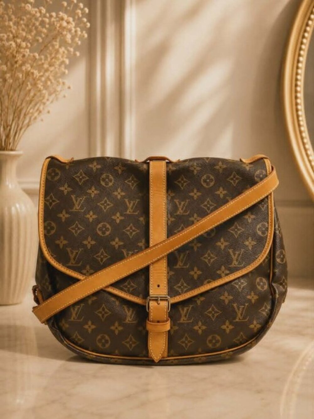 Authentic Louis Vuitton Saumur 35 Monogram Canvas Crossbody Bag